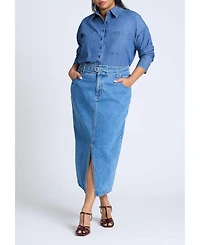 Eloquii Elements Women's Plus Oversized Chambray Top