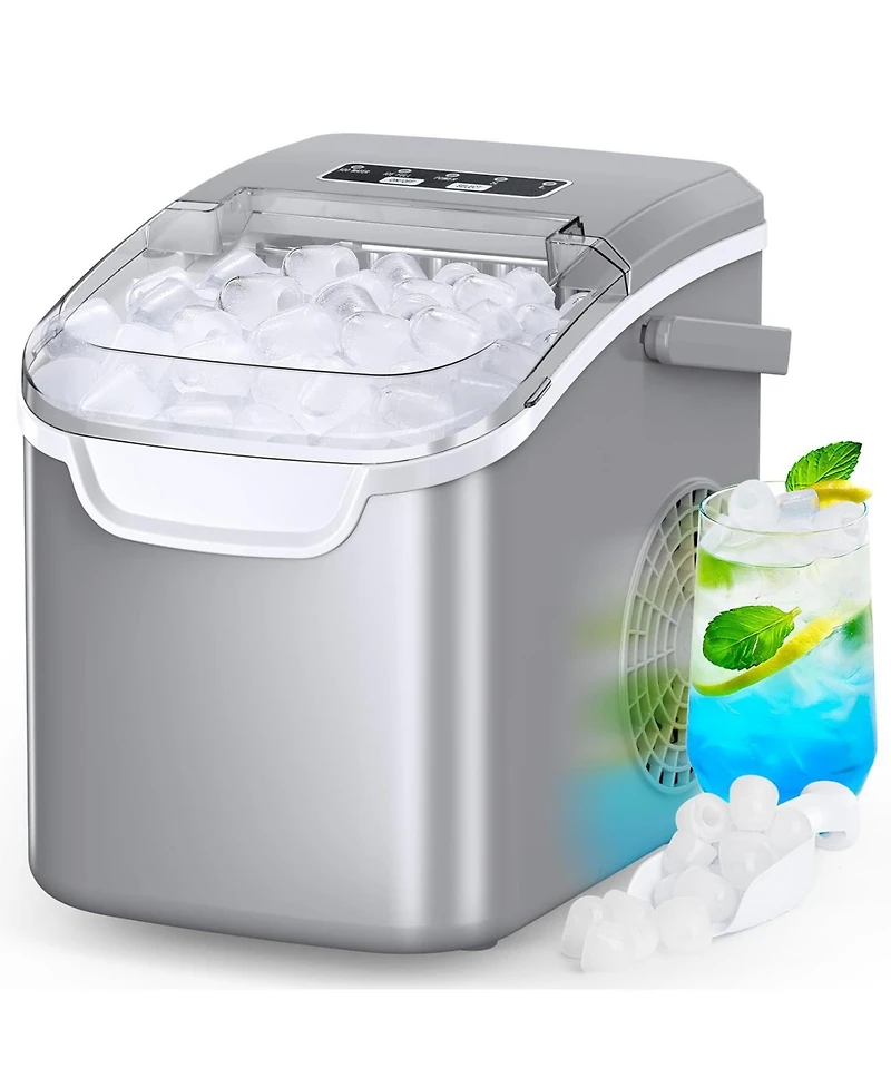 Cowsar Countertop Ice Maker Machine, 8 Ice Cubes in 6 mins, 26lb/Day Ice with 2 Sizes- Portable Mini, Basket/Scoop for Home/Party/Bar