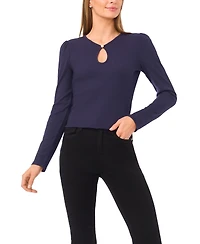 CeCe Women's Long Sleeve Front Keyhole Top