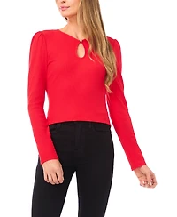 CeCe Women's Long Sleeve Front Keyhole Top