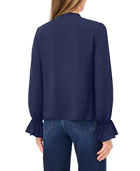 CeCe Women's Long Sleeve Button-Down Ruffle Top