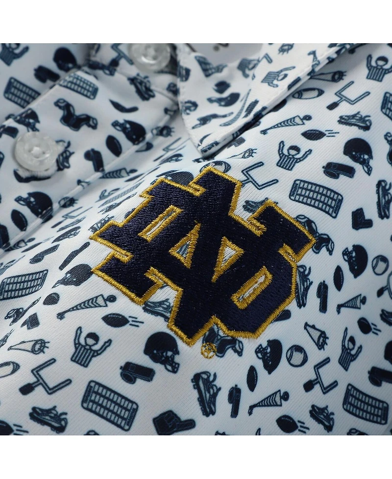 Garb Toddler White/Navy Notre Dame Fighting Irish Tom Allover Print Performance Polo Shirt