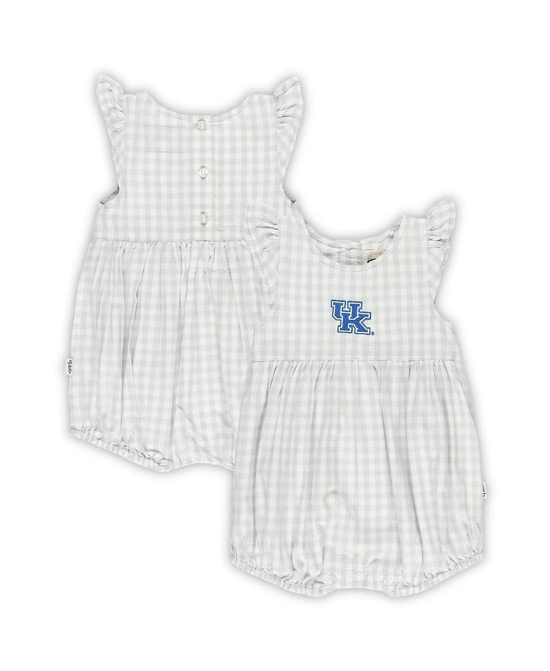 Garb Baby Girls Gray Kentucky Wildcats Cara Gingham Ruffled Bodysuit