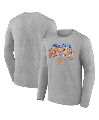 Fanatics Men's Heather Gray New York Mets Iconic Logo Long Sleeve T-Shirt