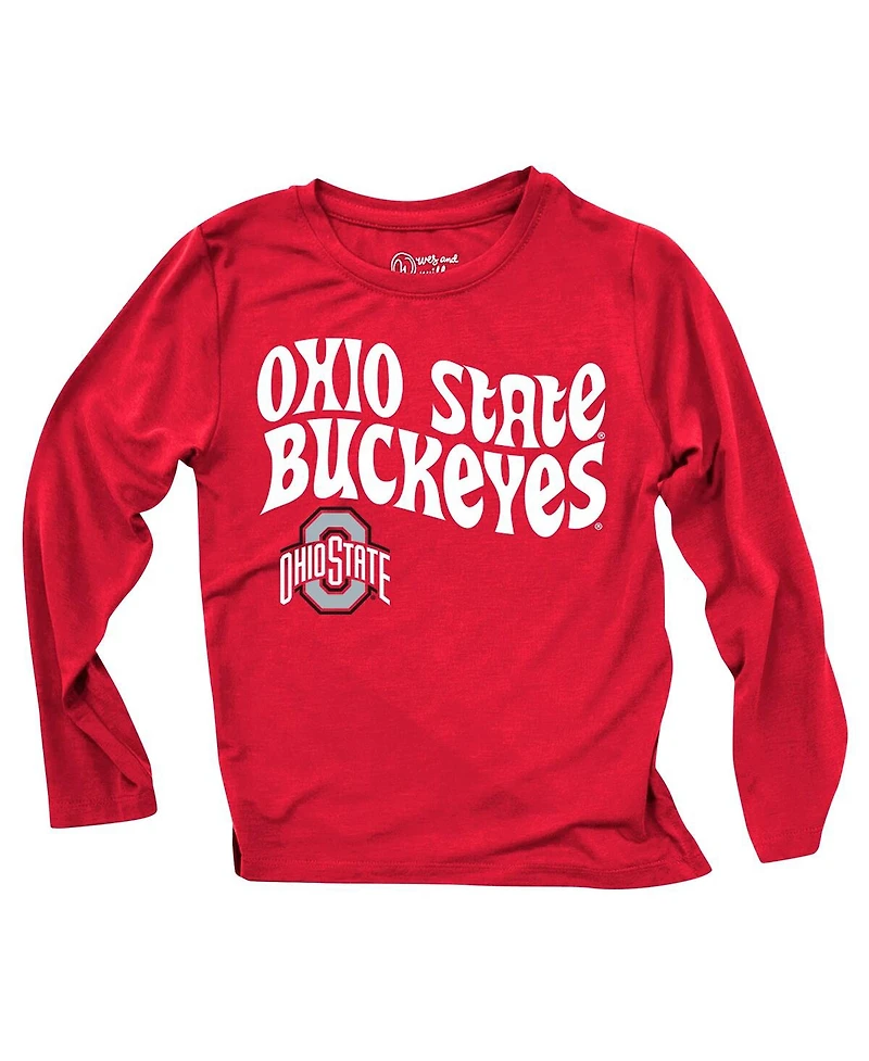 Wes & Willy Baby Boys and Girls 2-Piece Ohio State Buckeyes Long Sleeve Top and Striped Tri-Blend Leggings Set
