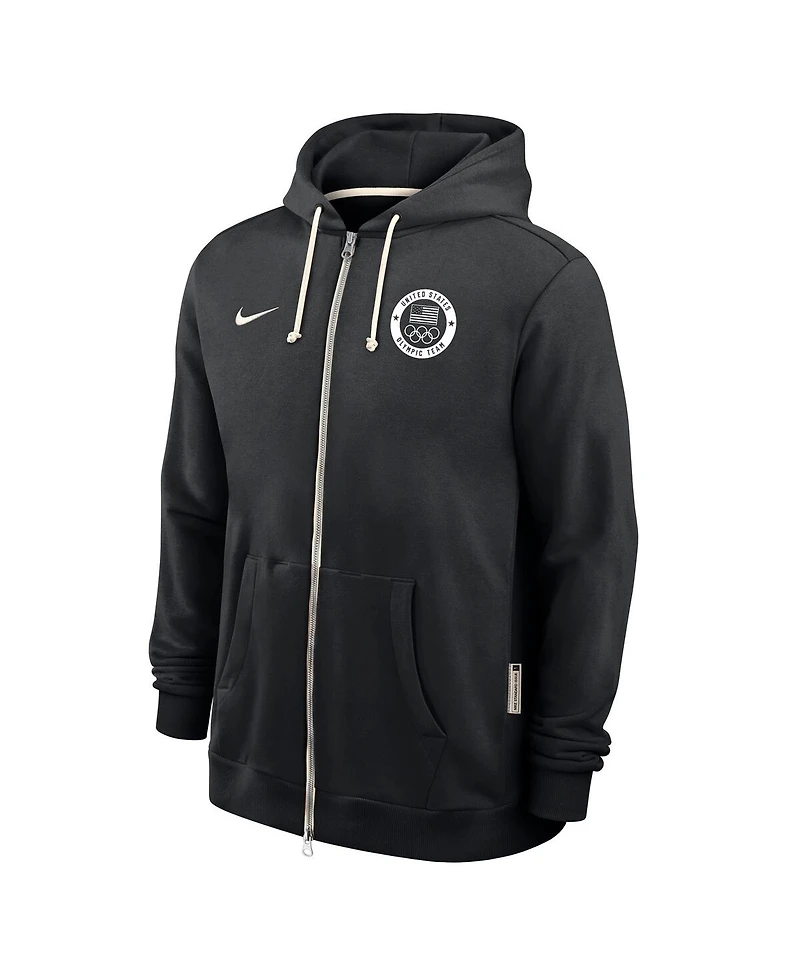 Nike Men's Black Team Usa Standard Issue Dri-fit Full-Zip Hoodie