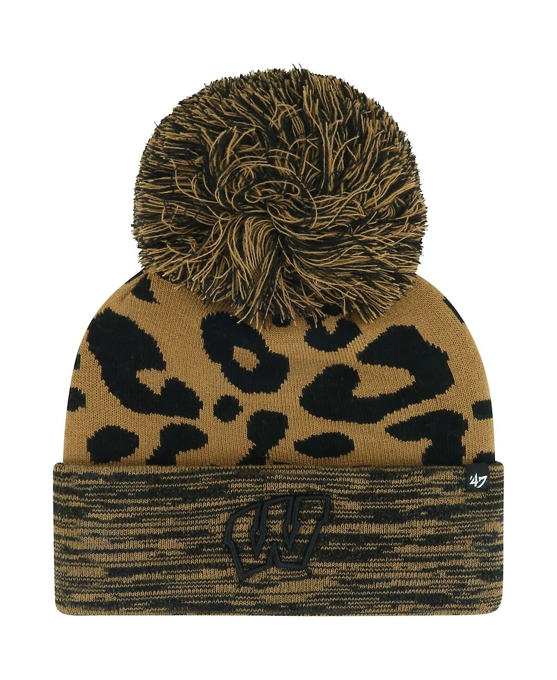 '47 Brand Women's Brown Wisconsin Badgers Rosette Cuffed Pom with Knit Hat
