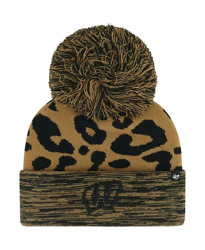 '47 Brand Women's Brown Wisconsin Badgers Rosette Cuffed Pom with Knit Hat