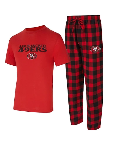 Concepts Sport Men's 2-Piece Scarlet/Black San Francisco 49ers Avondale T-Shirt and Flannel Pants Set