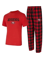 Concepts Sport Men's 2-Piece Scarlet/Black San Francisco 49ers Avondale T-Shirt and Flannel Pants Set