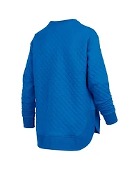 Pressbox Women's Royal Kansas Jayhawks Quilted Long Sleeve Pullover Sweatshirt