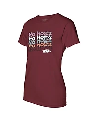 Image One Women's Cardinal Arkansas Razorbacks Repeat Slogan Boyfriend T-Shirt