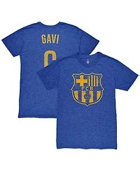 1863FC Men's Gavi Heather Royal Barcelona Player Name Number Twisted Tri-Blend Slub T-Shirt