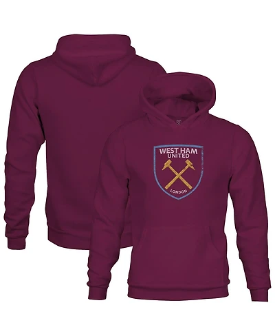 1863FC Big Boys and Girls Claret West Ham United Color Badge Fleece Pullover Hoodie