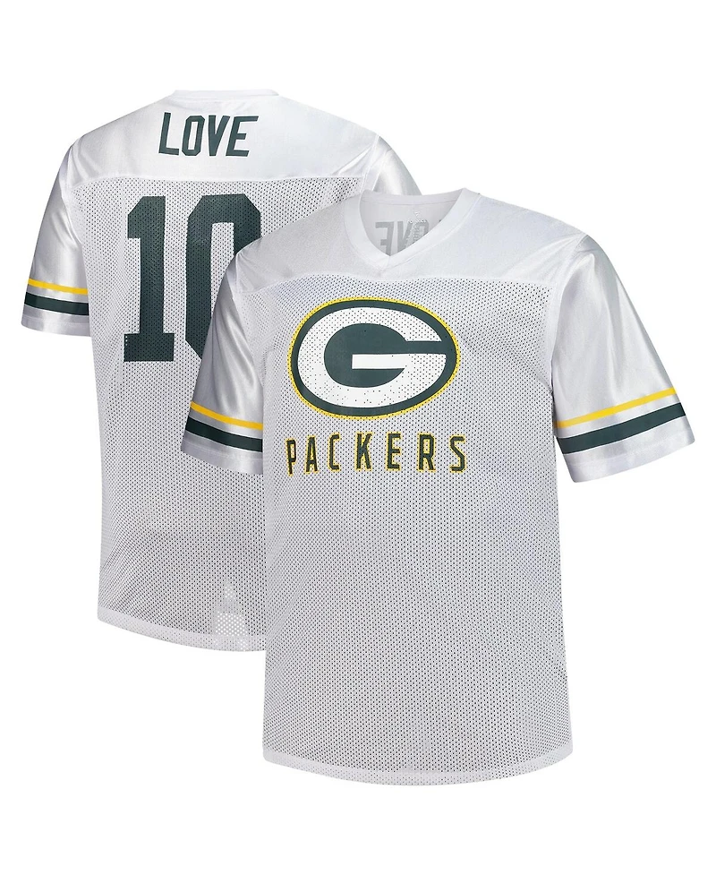 Fanatics Men's Jordan Love White Green Bay Packers Big Tall V-Neck Fashion Jersey