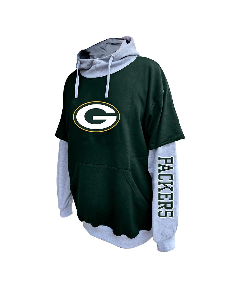 Profile Men's Green/Heather Gray Green Bay Packers Big Tall Twofer Pullover Hoodie