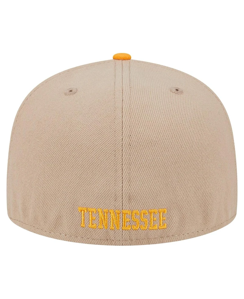 New Era Men's Khaki Tennessee Volunteers Throwback Two-Tone 59FIFTY Fitted Hat