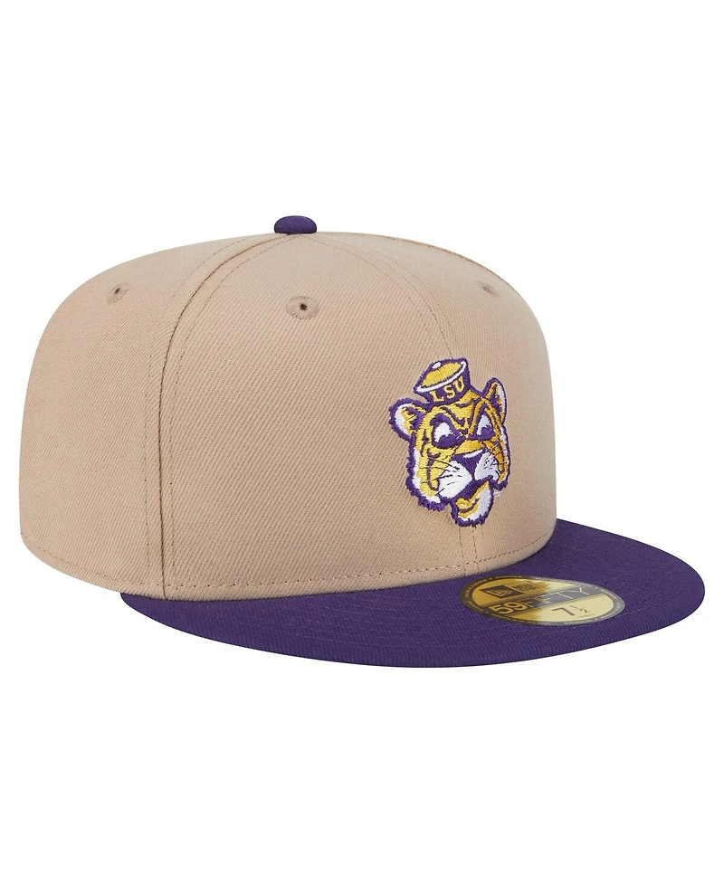 New Era Men's Khaki Lsu Tigers Throwback Two-Tone 59FIFTY Fitted Hat