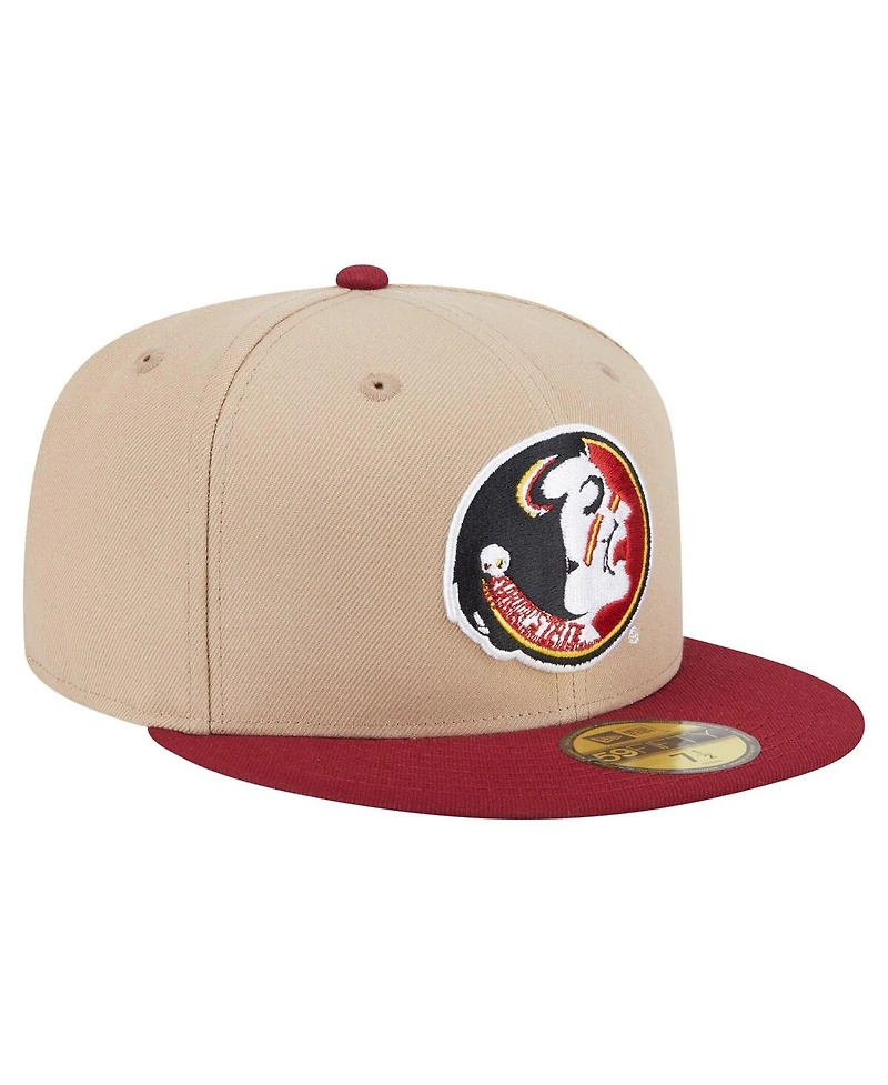 New Era Men's Khaki Florida State Seminoles Throwback Two-Tone 59FIFTY Fitted Hat