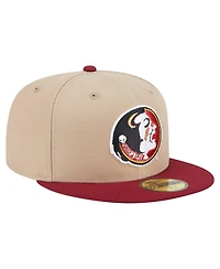 New Era Men's Khaki Florida State Seminoles Throwback Two-Tone 59FIFTY Fitted Hat