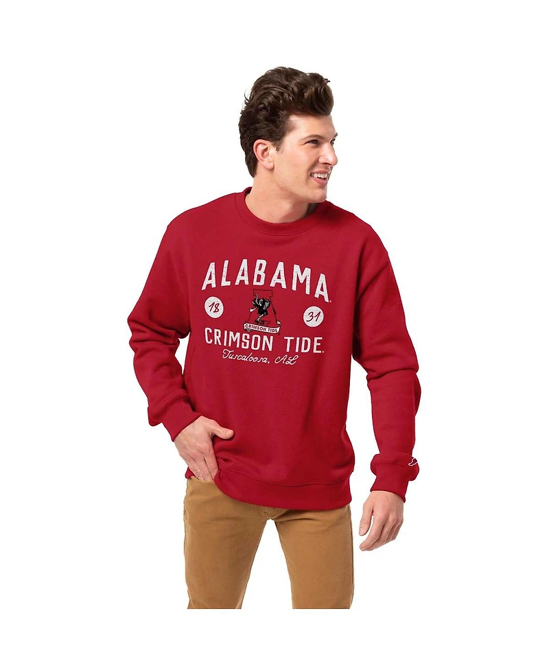 League Collegiate Wear Men's Crimson Alabama Tide Bendy Arch Essential 2.0 Pullover Sweatshirt