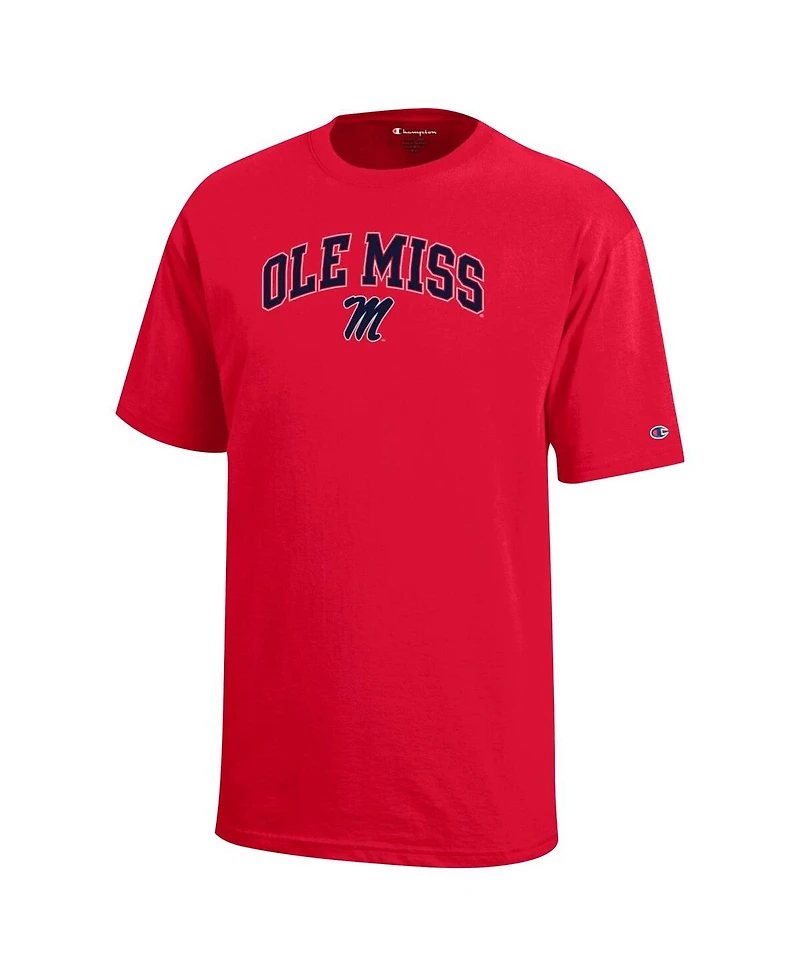 Champion Big Boys and Girls Red Ole Miss Rebels Arch Over Logo T-Shirt
