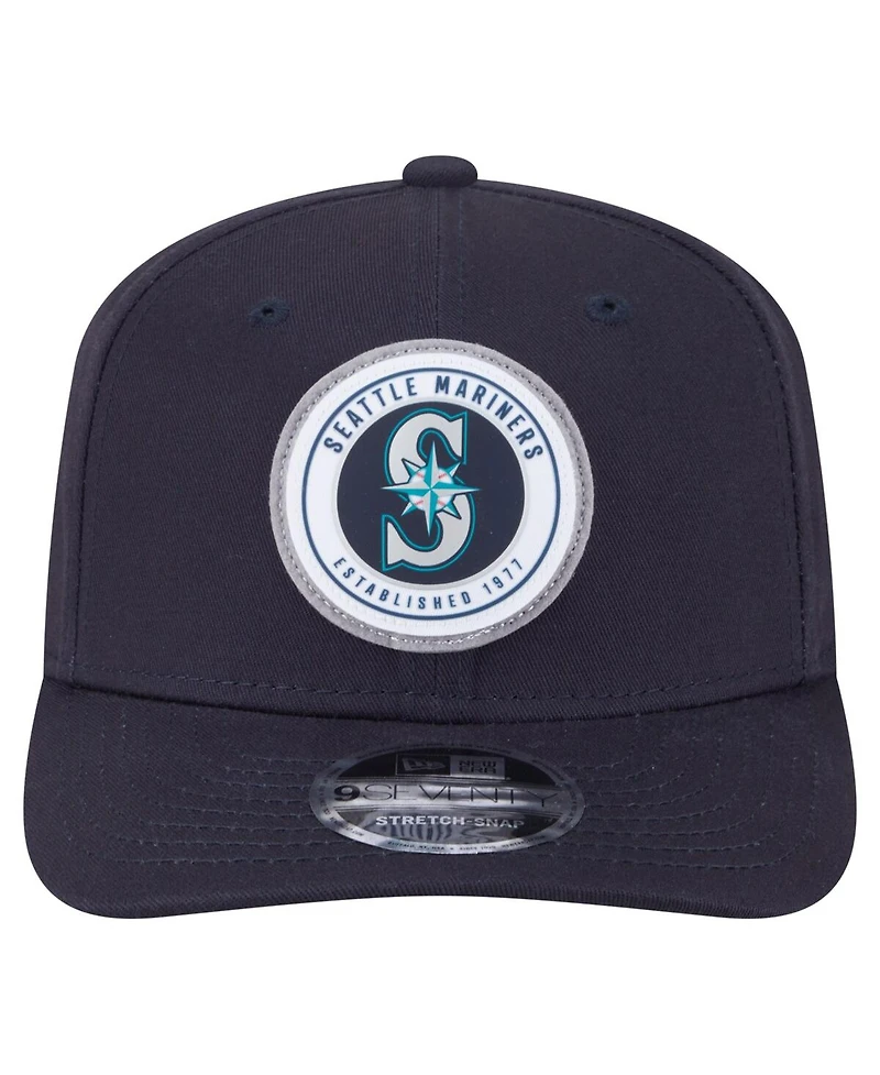 New Era Men's Navy Seattle Mariners Circle Patch 9SEVENTY Stretch-Snap Hat