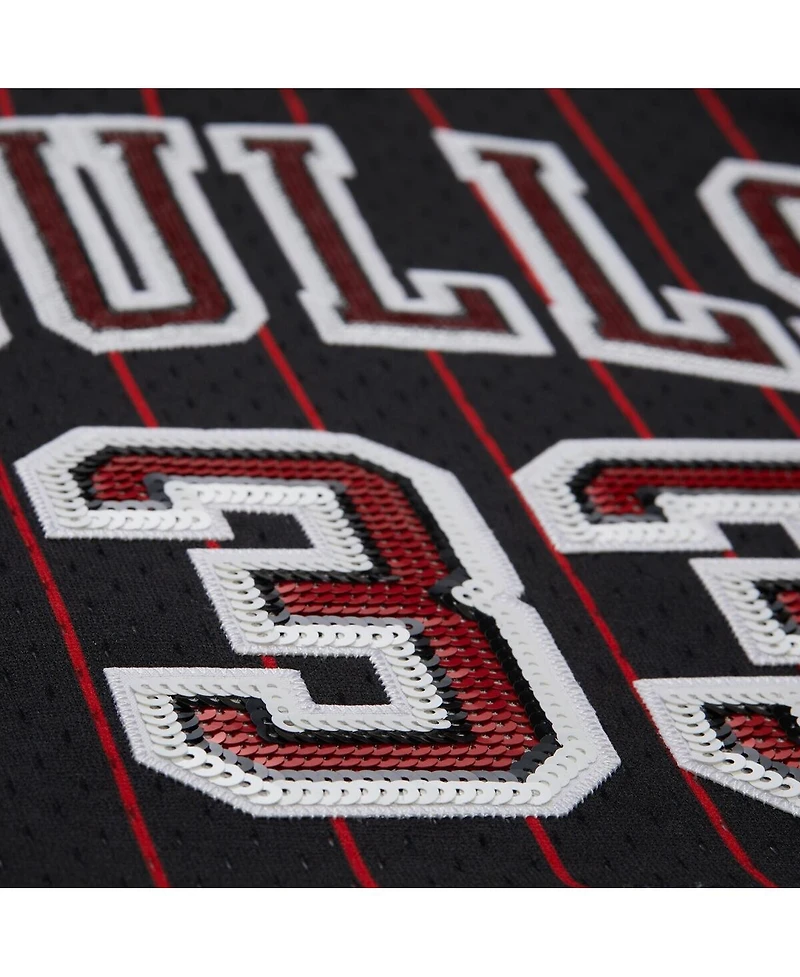 Mitchell & Ness x Dannijo Women's Scottie Pippen Black Chicago Bulls Fashion Cropped Basketball Jersey