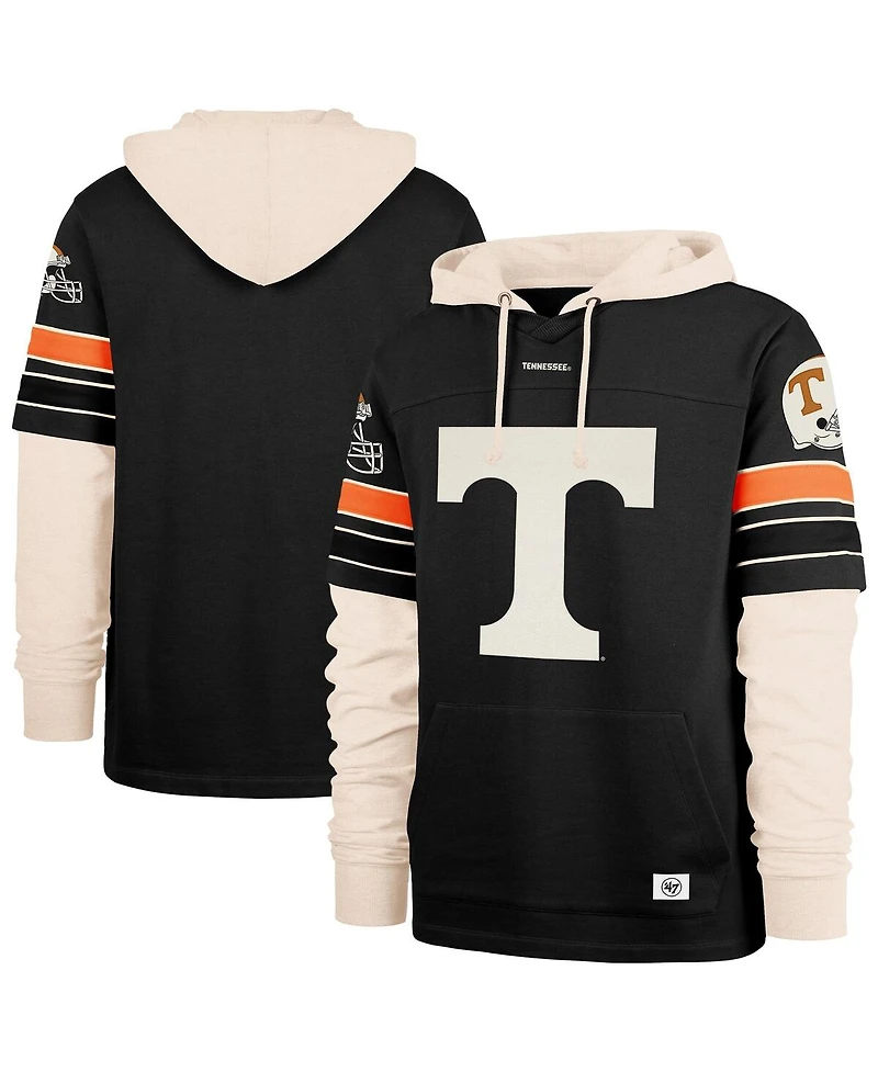 '47 Brand Men's Black Tennessee Volunteers Split Zone Cornerback Lacer Pullover Hoodie