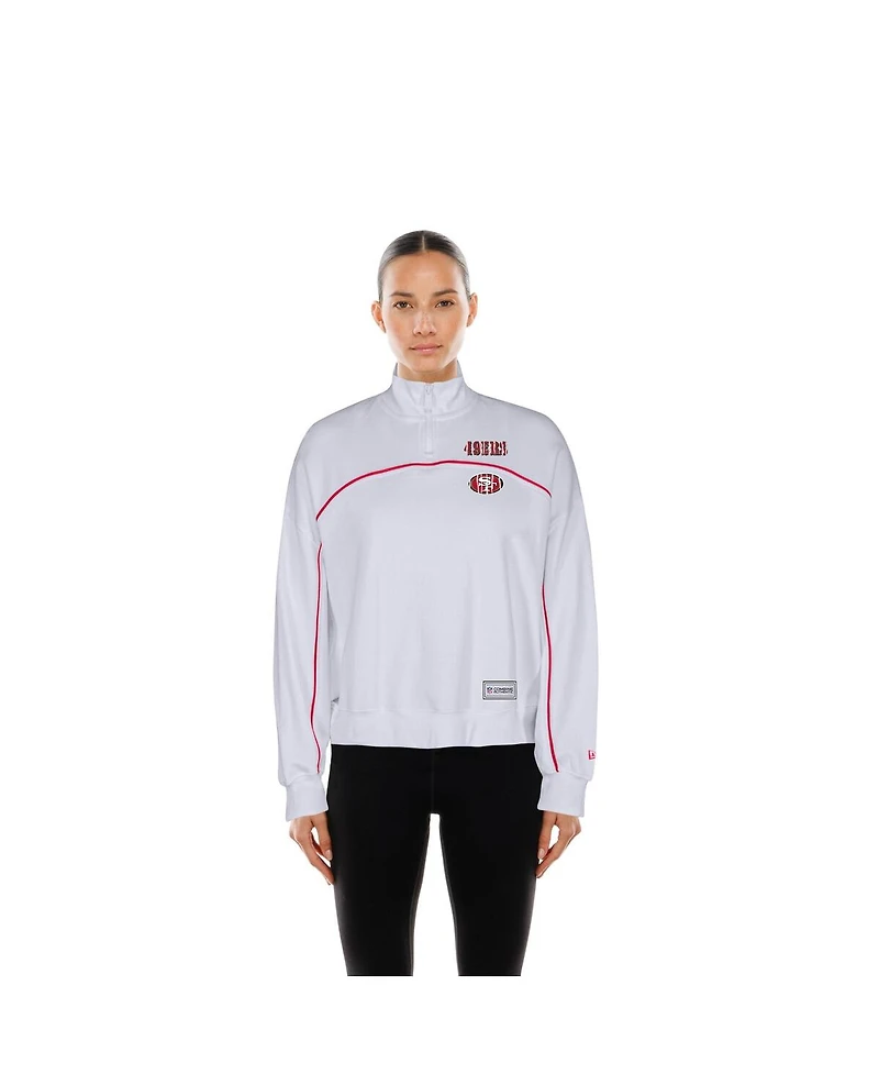 New Era Women's White San Francisco 49ers Functional Fandom Quarter-Zip Sweatshirt