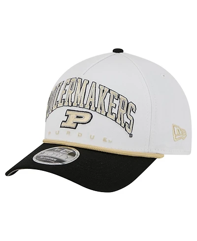 New Era Men's White/Black Purdue Boilermakers Arch Two-Tone Rope 9FORTY A-Frame M-Crown Adjustable Hat
