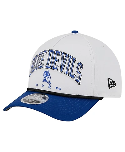New Era Men's White/Royal Duke Blue Devils Arch Two-Tone Rope 9FORTY A-Frame M-Crown Adjustable Hat