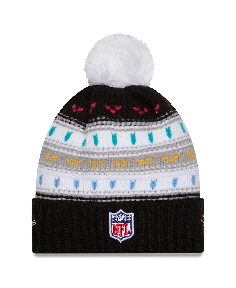 New Era Women's Black Cleveland Browns 2025 Nfl Crucial Catch Cuffed Knit with Pom Hat