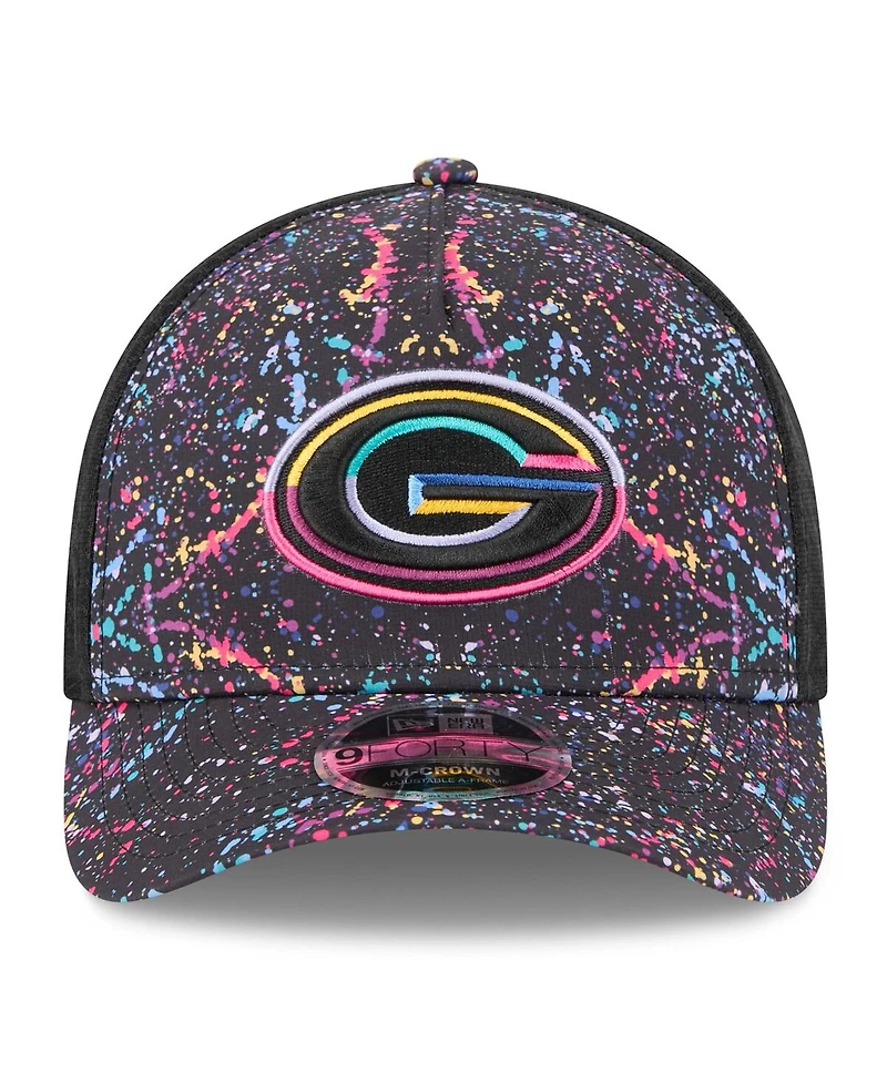 New Era Big Boys and Girls Black Green Bay Packers 2025 Nfl Crucial Catch 9FORTY Adjustable Hat