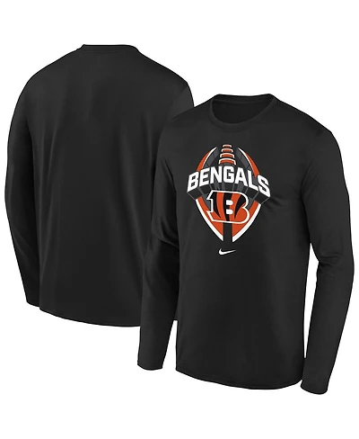 Nike Big Boys and Girls Black Cincinnati Bengals Primetime Legend Icon Long Sleeve Performance T-Shirt