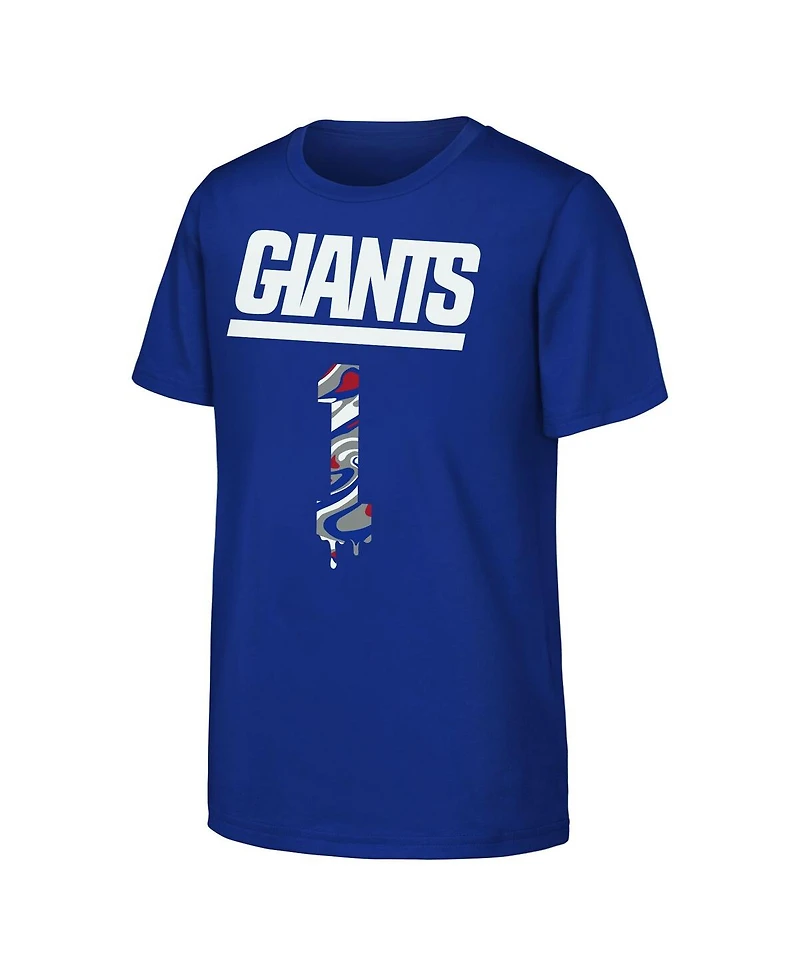Outerstuff Big Boys and Girls Malik Nabers Royal New York Giants Mainliner Drip Player Name Number T-Shirt