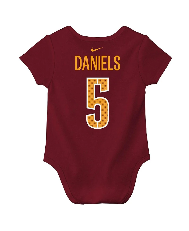 Nike Baby Boys and Girls Jayden Daniels Burgundy Washington Commanders Player Name Number Bodysuit
