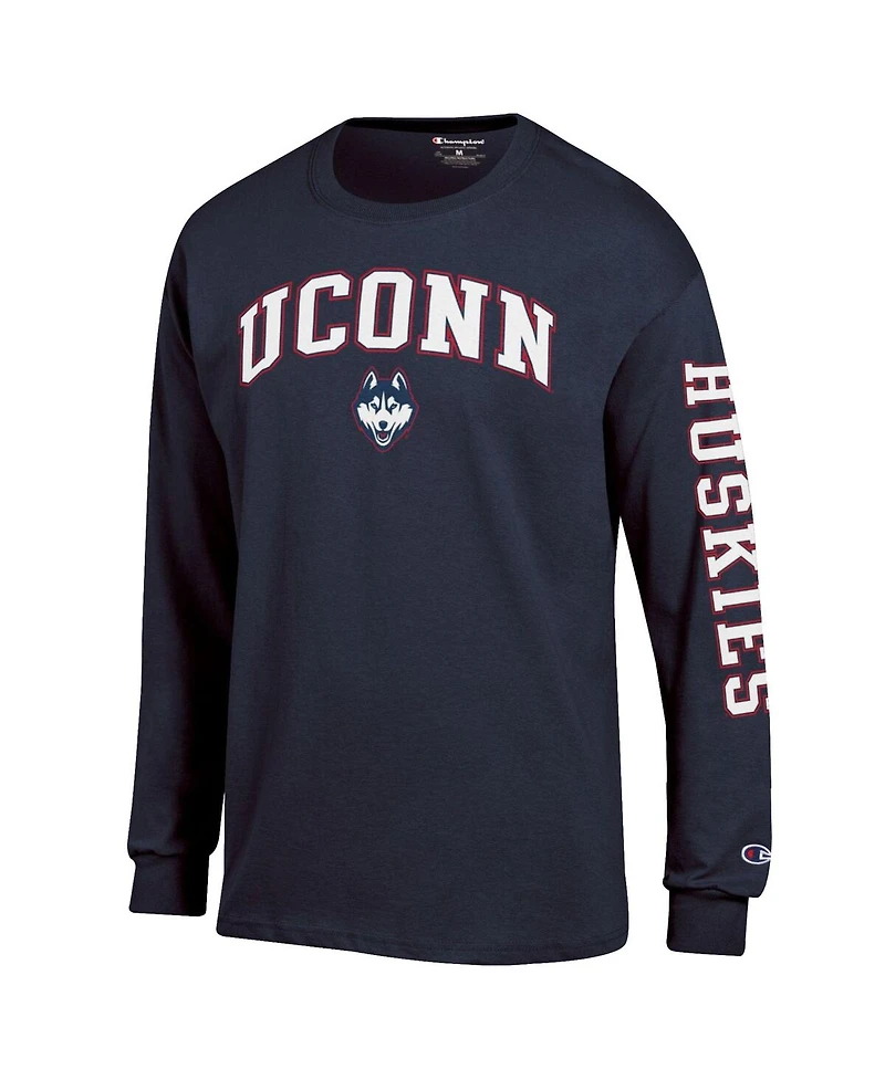 Champion Men's Navy UConn Huskies Arch Over Logo 2-Hit Long Sleeve T-Shirt