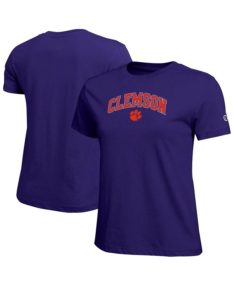 Champion Women's Purple Clemson Tigers Arched Over Logo T-Shirt