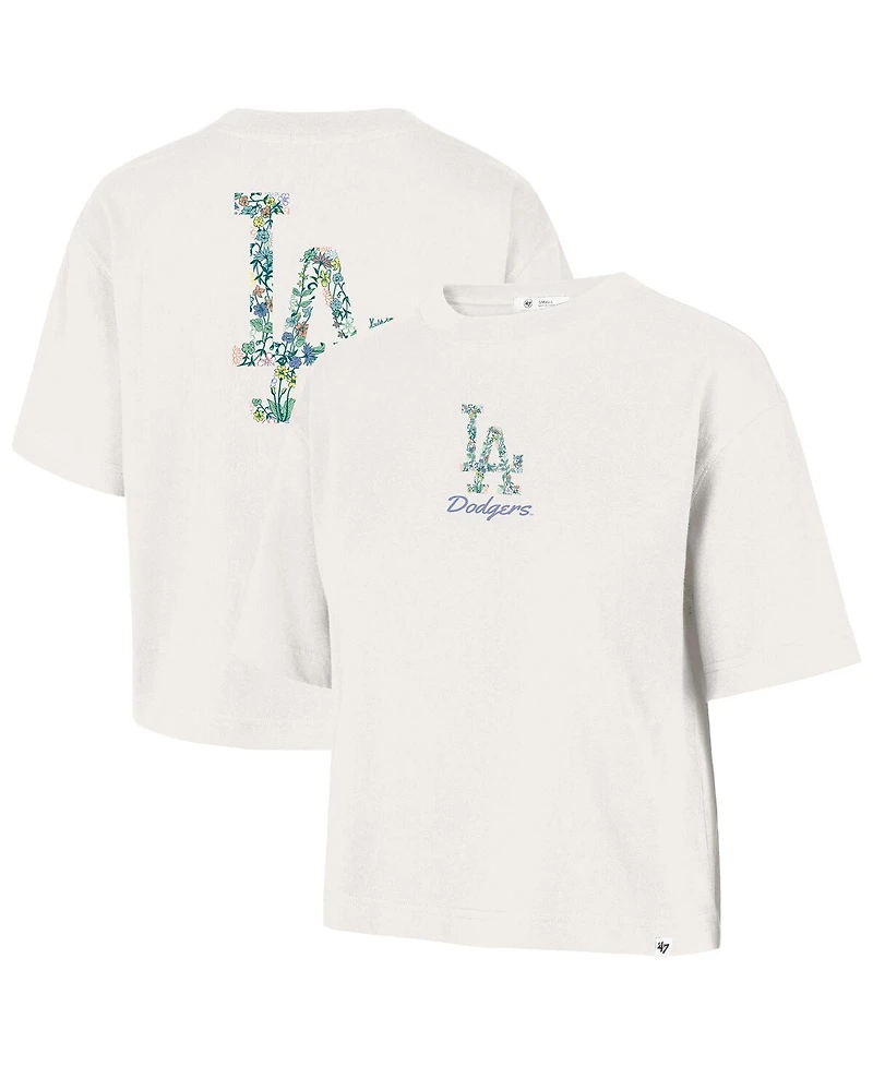 '47 Brand Women's Natural Los Angeles Dodgers Full Bloom Cropped T-Shirt