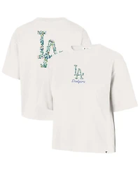 '47 Brand Women's Natural Los Angeles Dodgers Full Bloom Cropped T-Shirt