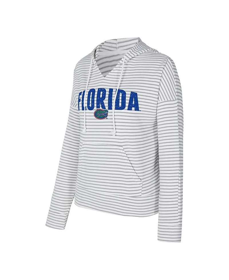 Concepts Sport Men's White/Gray Florida Gators French Terry Striped V-Neck Pullover Hoodie