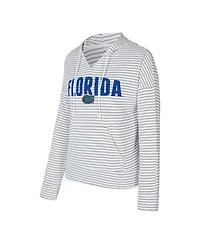 Concepts Sport Men's White/Gray Florida Gators French Terry Striped V-Neck Pullover Hoodie