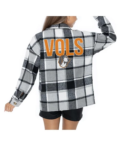 Gameday Couture Women's Grey Tennessee Volunteers Long Sleeve Brushed Plaid Button-Up Overshirt Jacket