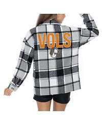 Gameday Couture Women's Grey Tennessee Volunteers Long Sleeve Brushed Plaid Button-Up Overshirt Jacket