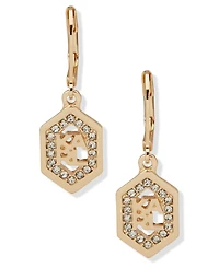 Karl Lagerfeld Paris Glass Stone Logo Pave Drop Earrings