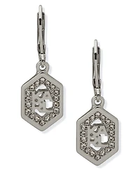 Karl Lagerfeld Paris Glass Stone Logo Pave Drop Earrings