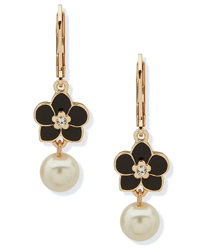 Karl Lagerfeld Paris Imitation Pearl Orchid Double Drop Earrings