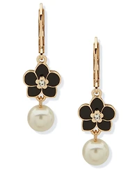 Karl Lagerfeld Paris Imitation Pearl Orchid Double Drop Earrings
