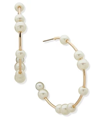 Karl Lagerfeld Paris Imitation Pearl Hoop Earrings